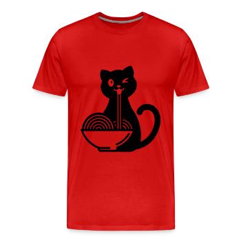 Ramen Katze Japanische Nudelsuppe - Männer Premium Bio T-Shirt - Rot - Vorne - Damien (186cm)