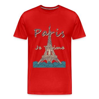 Paris Je Taime Tour Eiffel Paris France - T-shirt bio Premium Homme - rouge - Devant - Damien (186cm)