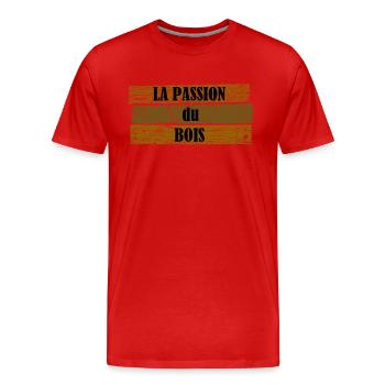 passion bois - T-shirt bio Premium Homme - rouge - Devant - Damien (186cm)