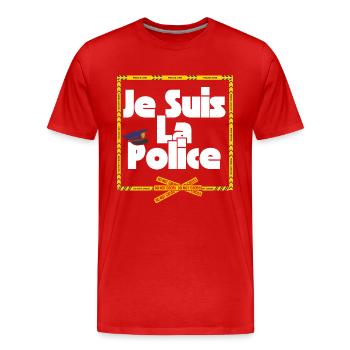 Je suis la police - T-shirt bio Premium Homme - rouge - Devant - Damien (186cm)