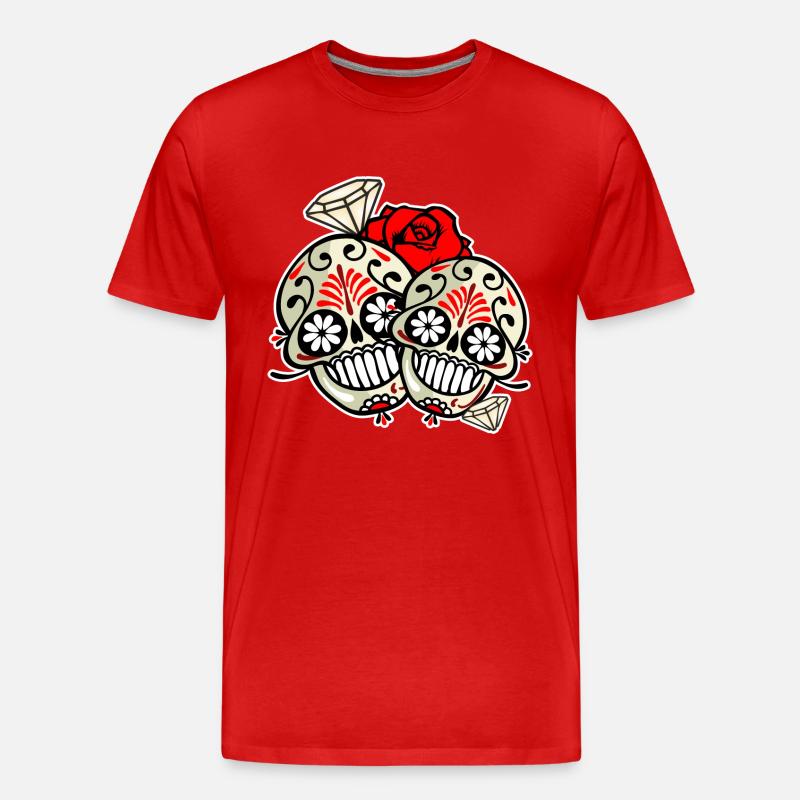 Diamant-Schädel - Männer Premium Bio T-Shirt - Rot