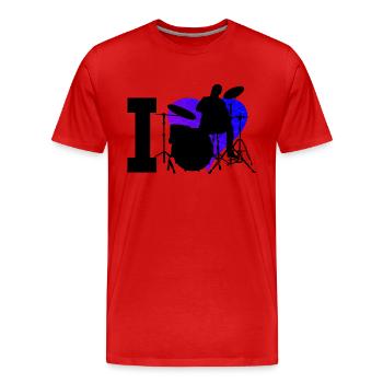 Percussions de batteur féminin - T-shirt bio Premium Homme - rouge - Devant - Damien (186cm)
