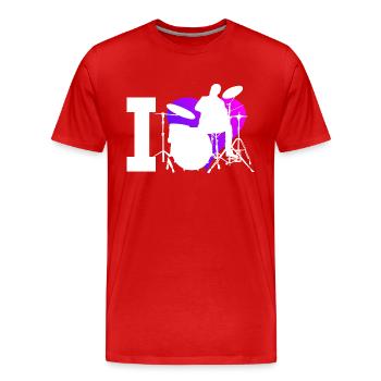 Femmes Batteur Batterie Batterie Percussions - T-shirt bio Premium Homme - rouge - Devant - Damien (186cm)