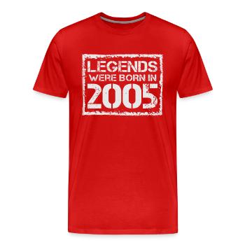 Les légendes sont nées en 2005 - T-shirt bio Premium Homme - rouge - Devant - Damien (186cm)