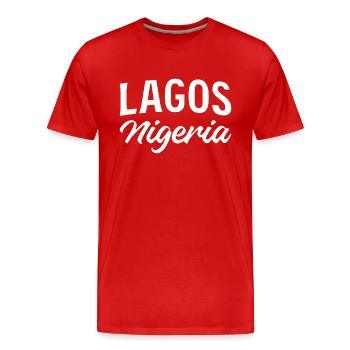 Nigeria Lagos Retro lettering - Men's Premium Organic T-Shirt - red - Front - Damien (186cm)