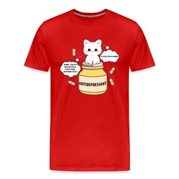 Chat joyeux dans un bocal - T-shirt bio Premium Homme - rouge - Devant - Damien (186cm)