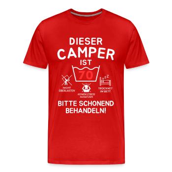 Dieser Camper ist 70. Schonend behandeln - Männer Premium Bio T-Shirt - Rot - Vorne - Damien (186cm)