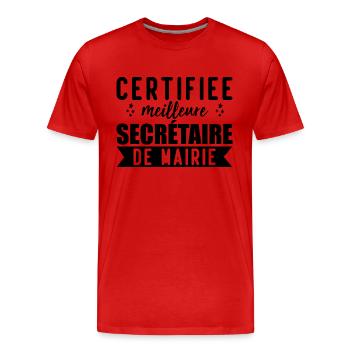 Secrétaire de mairie cadeau pour secrétaire - T-shirt bio Premium Homme - rouge - Devant - Damien (186cm)