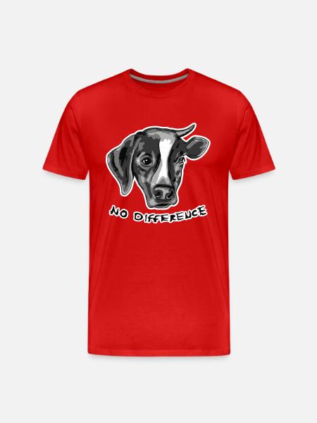 Geen verschil tussen de hond en de koe - Mannen premium biologisch T-shirt - rood