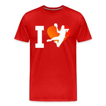 Handball Handball Handball Handball Joueurs De handball Jeux de handball - T-shirt bio Premium Homme - rouge - Devant - Damien (186cm)