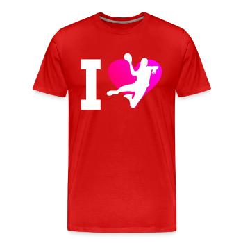 Handball Handball Handball Hommes Handball - T-shirt bio Premium Homme - rouge - Devant - Damien (186cm)