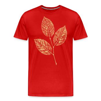 Leaves Beech / Beech Branch BOTANICAL - Men's Premium Organic T-Shirt - red - Front - Damien (186cm)