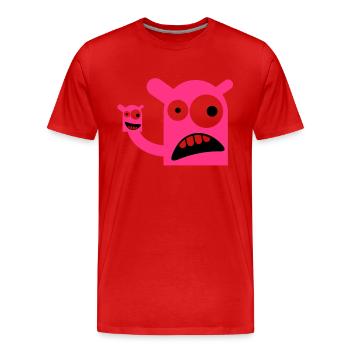 Ein Monster mit einer Monster-Puppe - Männer Premium Bio T-Shirt - Rot - Vorne - Damien (186cm)