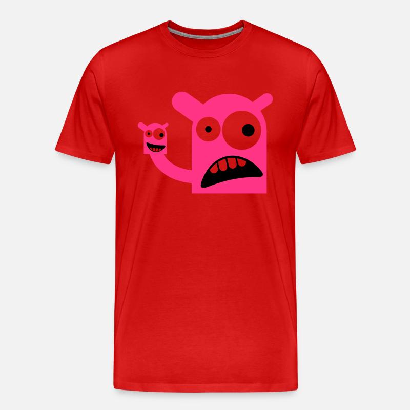 Ein Monster mit einer Monster-Puppe - Männer Premium Bio T-Shirt - Rot