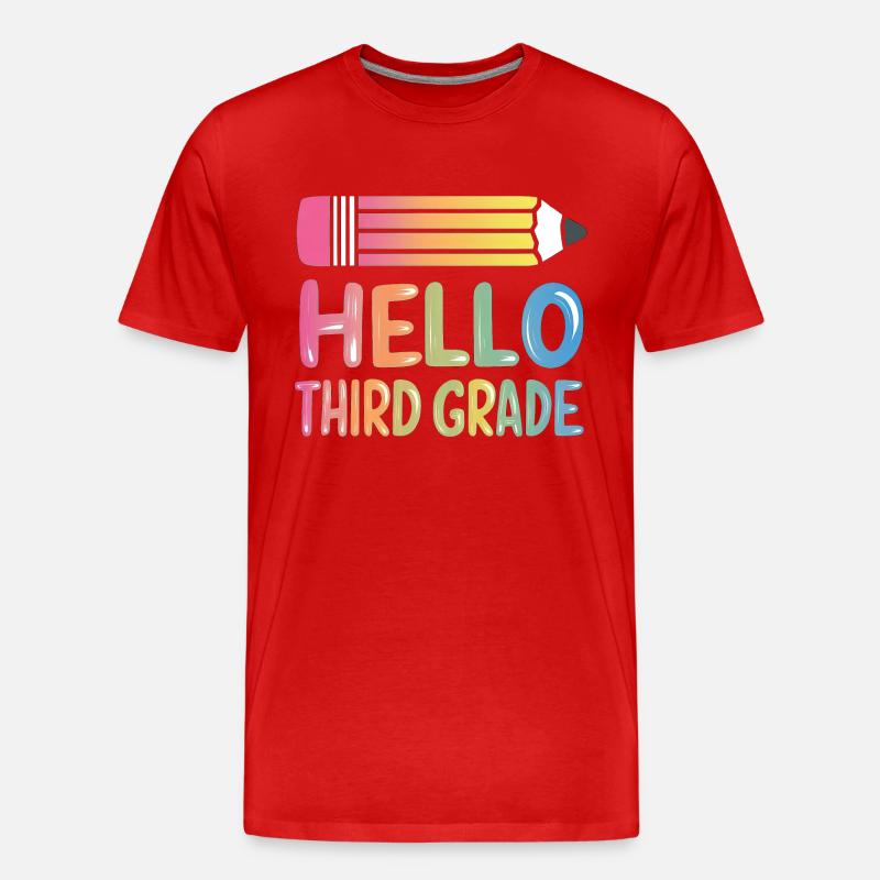 Hello Third Grade - Männer Premium Bio T-Shirt - Rot