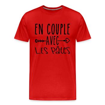 Zu zweit mit Pasta, Pasta Fans Geschenk - Männer Premium Bio T-Shirt - Rot - Vorne - Damien (186cm)