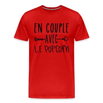 En Couple avec Popcorn, cadeau Fans de Popcorn - T-shirt bio Premium Homme - rouge - Devant - Damien (186cm)