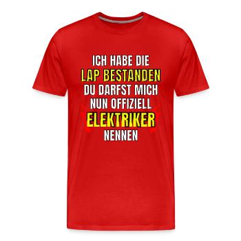Elektriker Lehrabschlussprüfung LAP bestanden - Männer Premium Bio T-Shirt - Rot - Vorne - Damien (186cm)