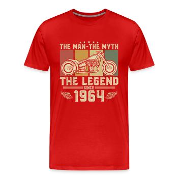 1964 Vintage né homme mythe légende moto - T-shirt bio Premium Homme - rouge - Devant - Damien (186cm)