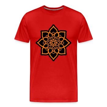 Blüte Mandala - Männer Premium Bio T-Shirt - Rot - Vorne - Damien (186cm)