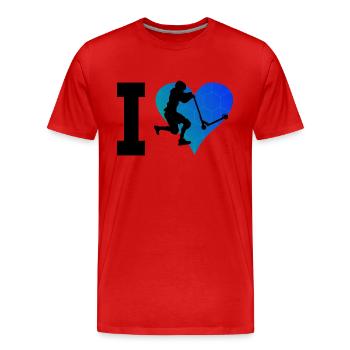 Stunt Roller Tretroller Stunt Scooter Damen - Männer Premium Bio T-Shirt - Rot - Vorne - Damien (186cm)