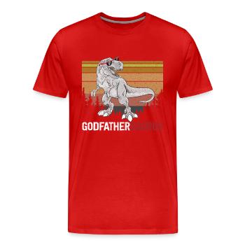 Parrainsaurus Rex Dinosaure T Rex Parrain - T-shirt bio Premium Homme - rouge - Devant - Damien (186cm)
