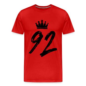92 Number crown - Men's Premium Organic T-Shirt - red - Front - Damien (186cm)