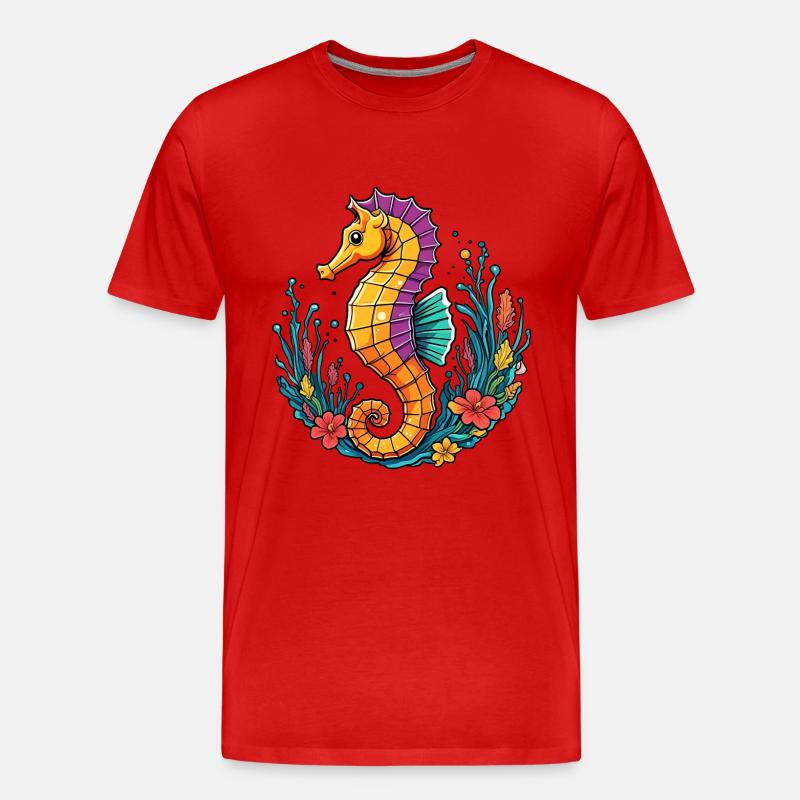 Hübsches dekoratives Seepferdchen - Männer Premium Bio T-Shirt - Rot