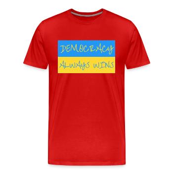 Democracy Always Wins - Ukraine - Men's Premium Organic T-Shirt - red - Front - Damien (186cm)
