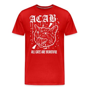 ACAB All Cats Are Beautiful T-shirt Design - Männer Premium Bio T-Shirt - Rot - Vorne - Damien (186cm)