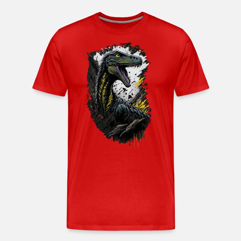 Velociraptor - Männer Premium Bio T-Shirt - Rot