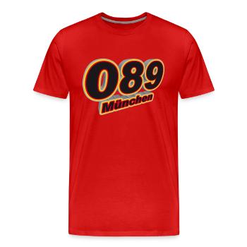 089 Muenchen - Männer Premium Bio T-Shirt - Rot - Vorne - Damien (186cm)