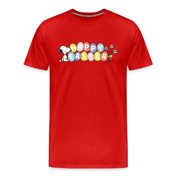 Peanuts Snoopy Happy Easter Ostern - Männer Premium Bio T-Shirt - Rot - Vorne - Damien (186cm)