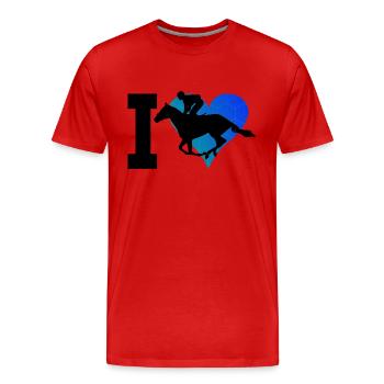 Concours de saut d'obstacles équestre pour dames - T-shirt bio Premium Homme - rouge - Devant - Damien (186cm)