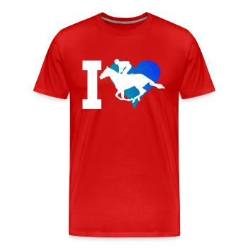 Course Équitation Chasse Équitation Équitation - T-shirt bio Premium Homme - rouge - Devant - Damien (186cm)