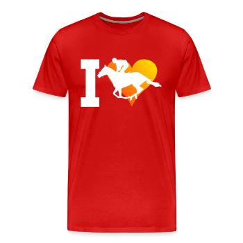Équitation Saut d'obstacles Équitation Équitation Équitation - T-shirt bio Premium Homme - rouge - Devant - Damien (186cm)