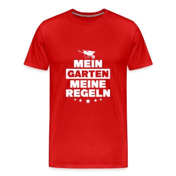 Schrebergarten Gartenbau Gärtner - Männer Premium Bio T-Shirt - Rot - Vorne - Damien (186cm)