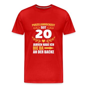 20. Hochzeitstag Mann Porzellanhochzeit Geschenk - Männer Premium Bio T-Shirt - Rot - Vorne - Damien (186cm)