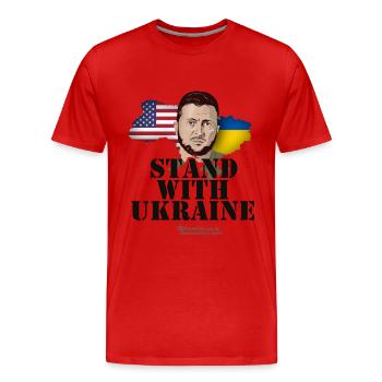 Stand with Ukraine USA - Männer Premium Bio T-Shirt - Rot - Vorne - Damien (186cm)