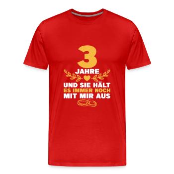 Lederne Hochzeit 3. Hochzeitstag Geschenk Mann - Männer Premium Bio T-Shirt - Rot - Vorne - Damien (186cm)