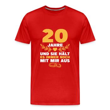 Porzellanhochzeit 20. Hochzeitstag Geschenk Mann - Männer Premium Bio T-Shirt - Rot - Vorne - Damien (186cm)