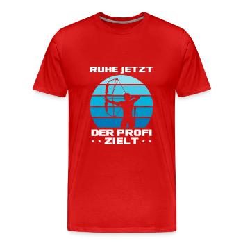 Bogenschießen Der Profi zielt Bogensport - Männer Premium Bio T-Shirt - Rot - Vorne - Damien (186cm)
