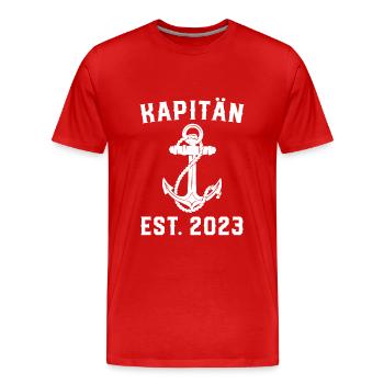 Kapitän 2023 Bootsbesitzer Segler Geschenk - Männer Premium Bio T-Shirt - Rot - Vorne - Damien (186cm)