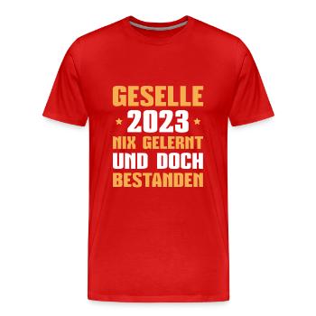 Geselle 2023 Gesellenprüfung bestanden - Männer Premium Bio T-Shirt - Rot - Vorne - Damien (186cm)