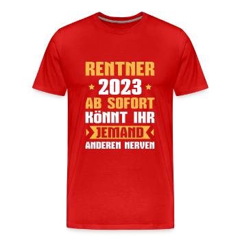 Rentner 2023 Ruhestand Pension Rente - Männer Premium Bio T-Shirt - Rot - Vorne - Damien (186cm)