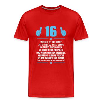 16er Eltern Sohn 16. Geburtstag Geschenkidee - Männer Premium Bio T-Shirt - Rot - Vorne - Damien (186cm)