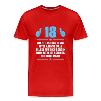 18er Eltern Sohn Idee 18. Geburtstag - Männer Premium Bio T-Shirt - Rot - Vorne - Damien (186cm)