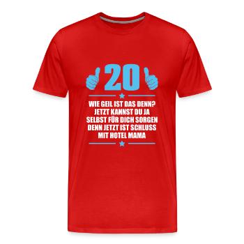 20er Eltern Sohn Idee 20. Geburtstag Geschenk - Männer Premium Bio T-Shirt - Rot - Vorne - Damien (186cm)