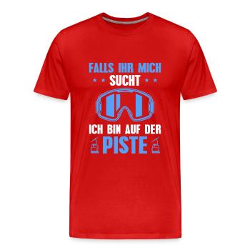 Skipiste Wintersport Skibrille Skifahren - Männer Premium Bio T-Shirt - Rot - Vorne - Damien (186cm)