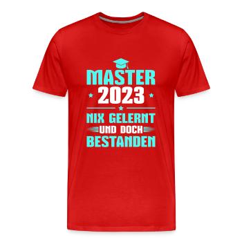 Master 2023 Bestandene Masterprüfung Geschenk - Männer Premium Bio T-Shirt - Rot - Vorne - Damien (186cm)